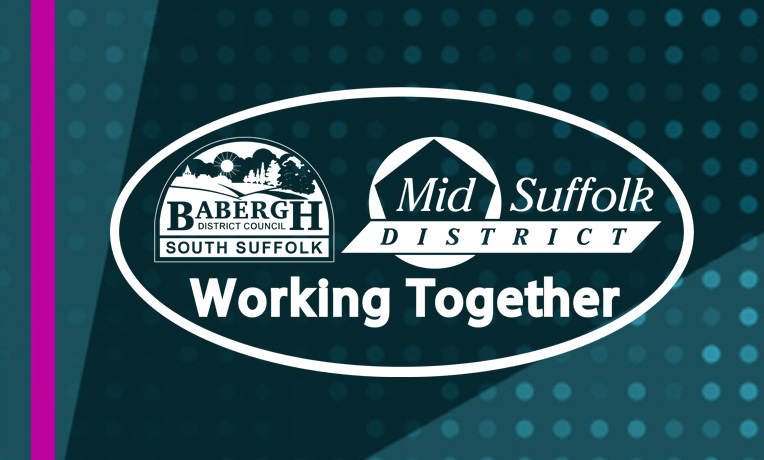 Babergh and Mid Suffolk District Councils logo on blue background