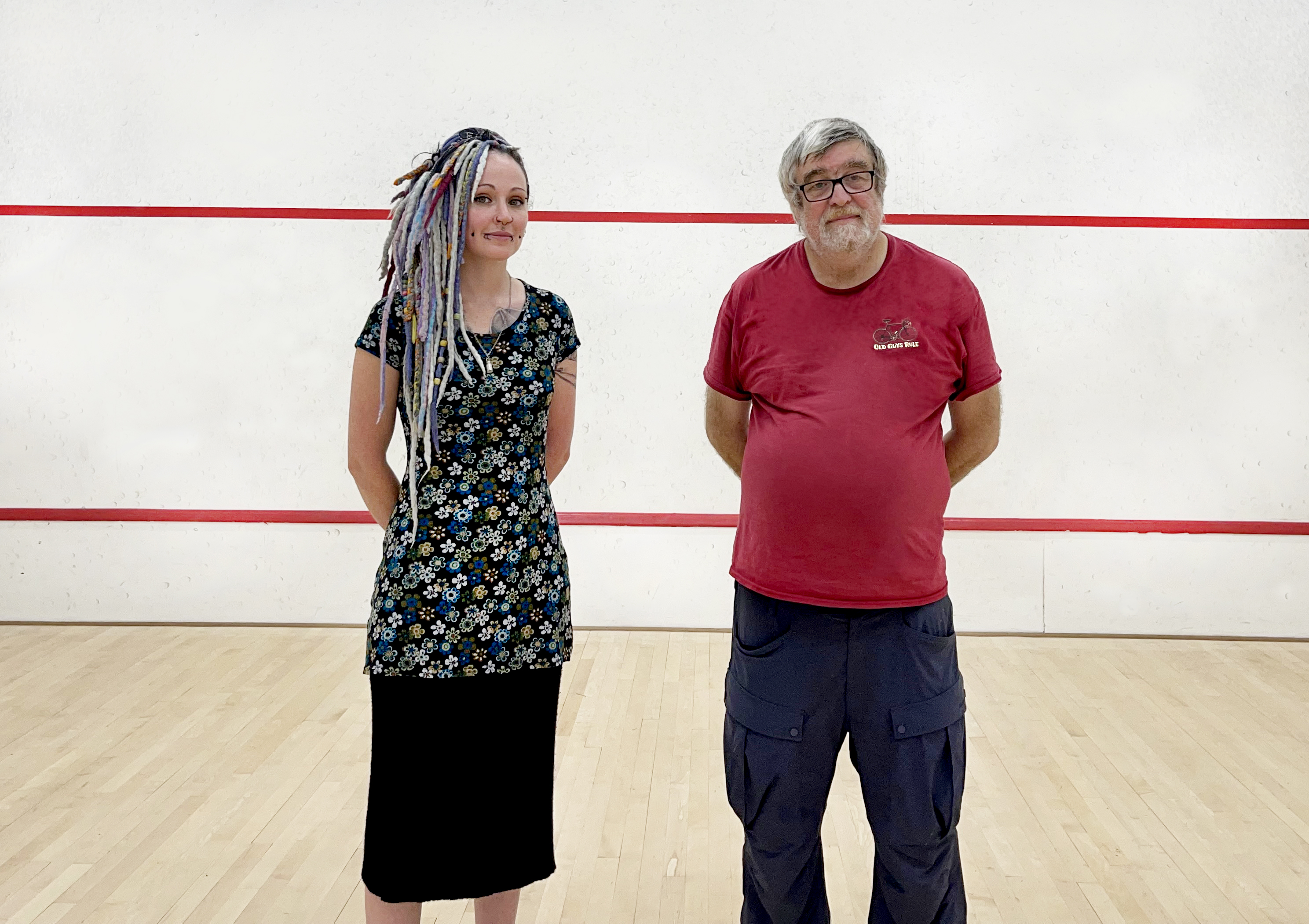 Cllrs Carter and Regester at Sudbury squash courts