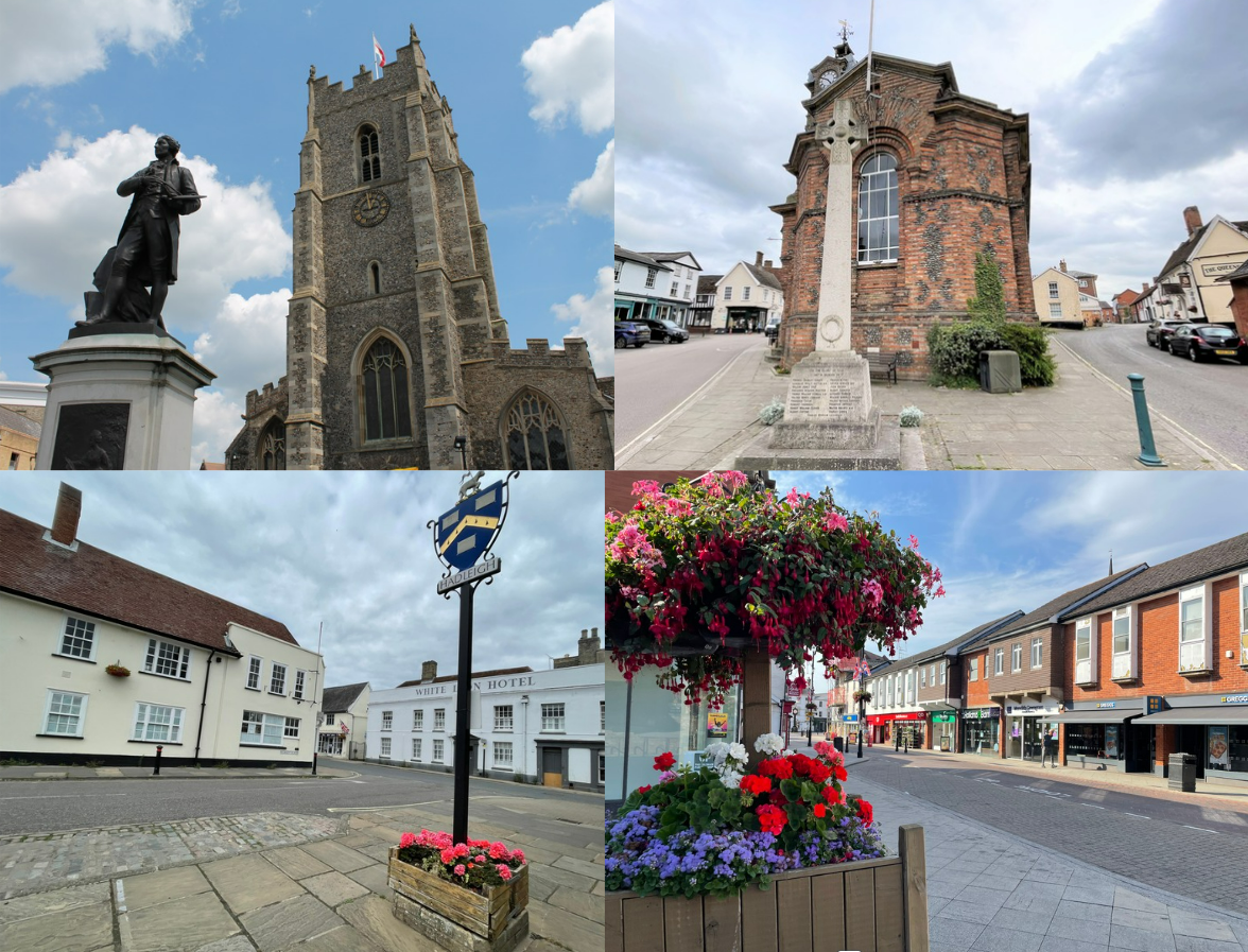 Montage of Sudbury, Hadleigh, Eye and Stowmarket