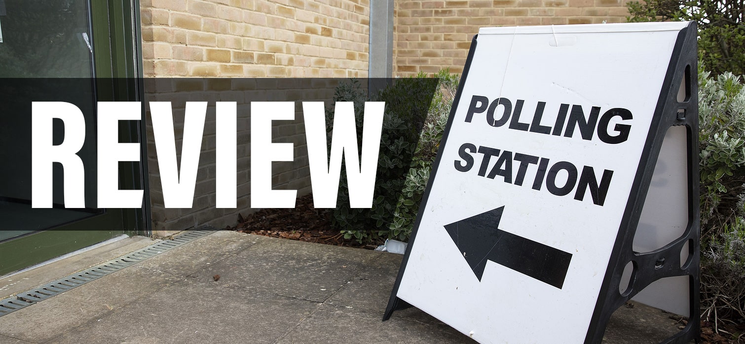 Entrance to polling station with signboard