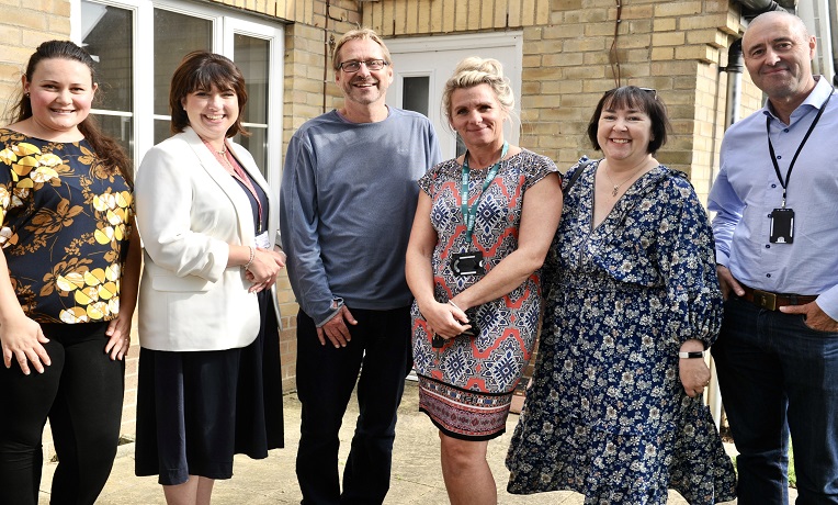 L-R: Attendee Naome Kormanszki, Elizabeth Ling The Stone Foundation training Lead, Cllr Richard Winch Mid Suffolk Cabinet Member for housing, Stephanie Lloyd Central Suffolk Lettings (CSL) Team Manager, Anne Bennett Chief Executive Officer, The Stone Foundation and Mark Avery CSL Tenancy Management Officer.