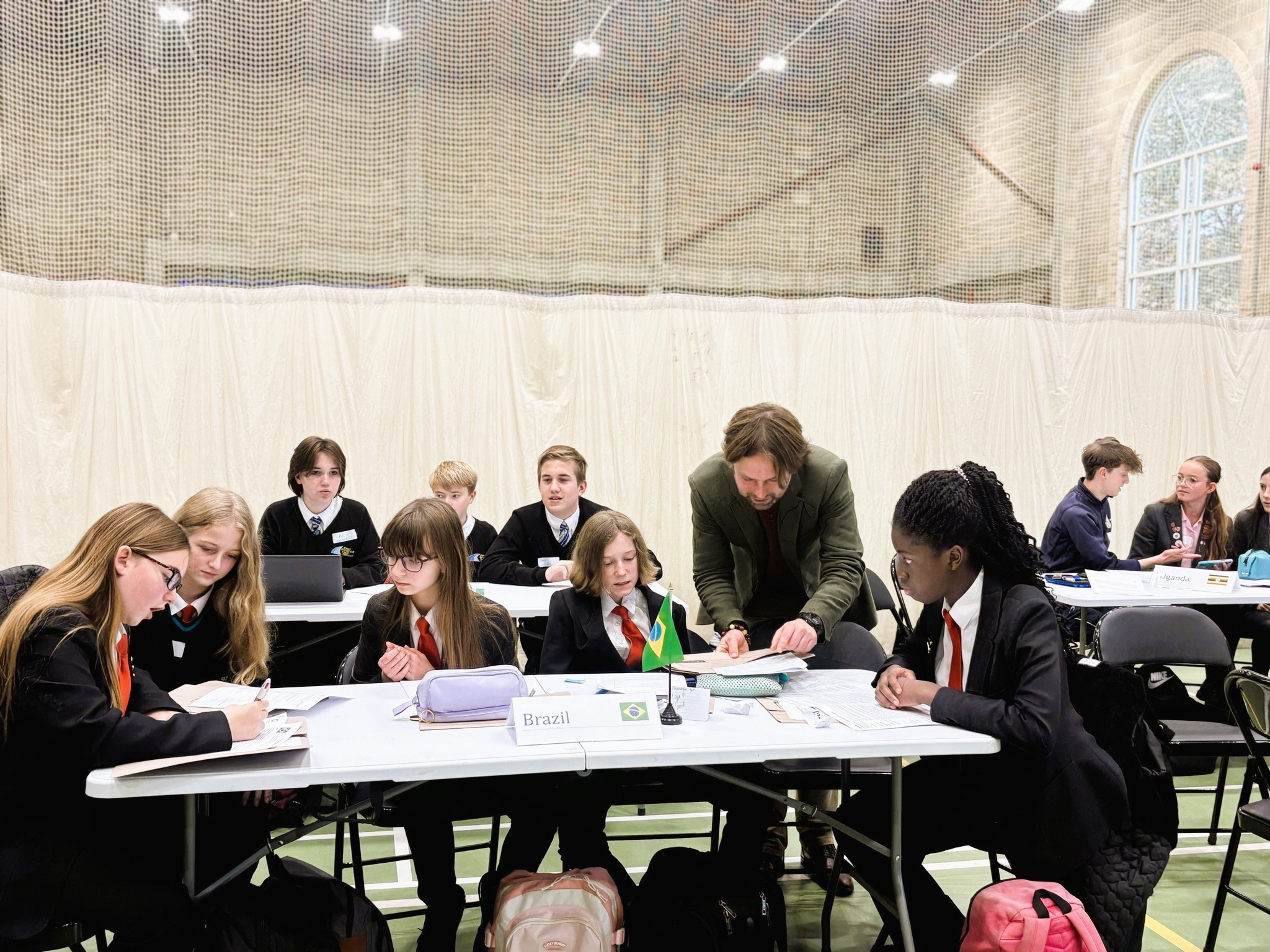Students preparing for debate at Babergh and Mid Suffolk District Councils' Schools Green Skills Summit in 2024