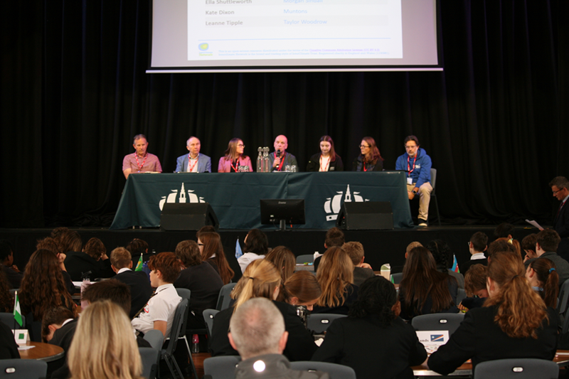 Students listen to panellists at Babergh and Mid Suffolk Councils Schools' Green Skills Summit 2025