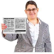 Image of a person holding the back of a poll card