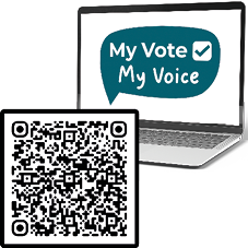 Image of a laptop for the 'My vote, My voice' website