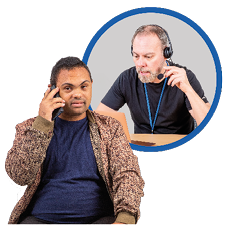 Image of a two people having a phone conversation